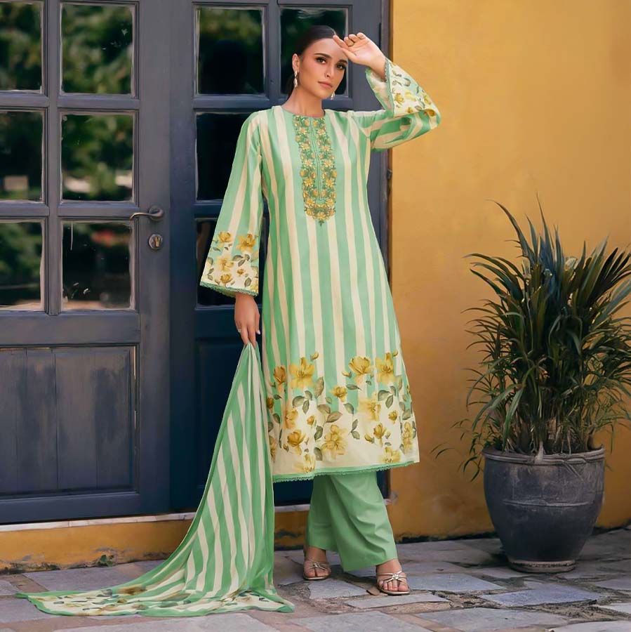 Green  Jam Satin Casual Wear Salwar Kameez