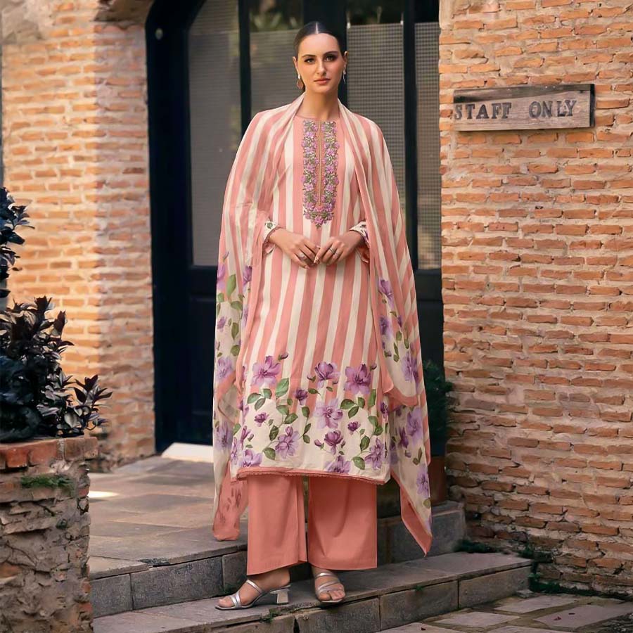 Orange  Jam Satin Casual Wear Salwar Kameez