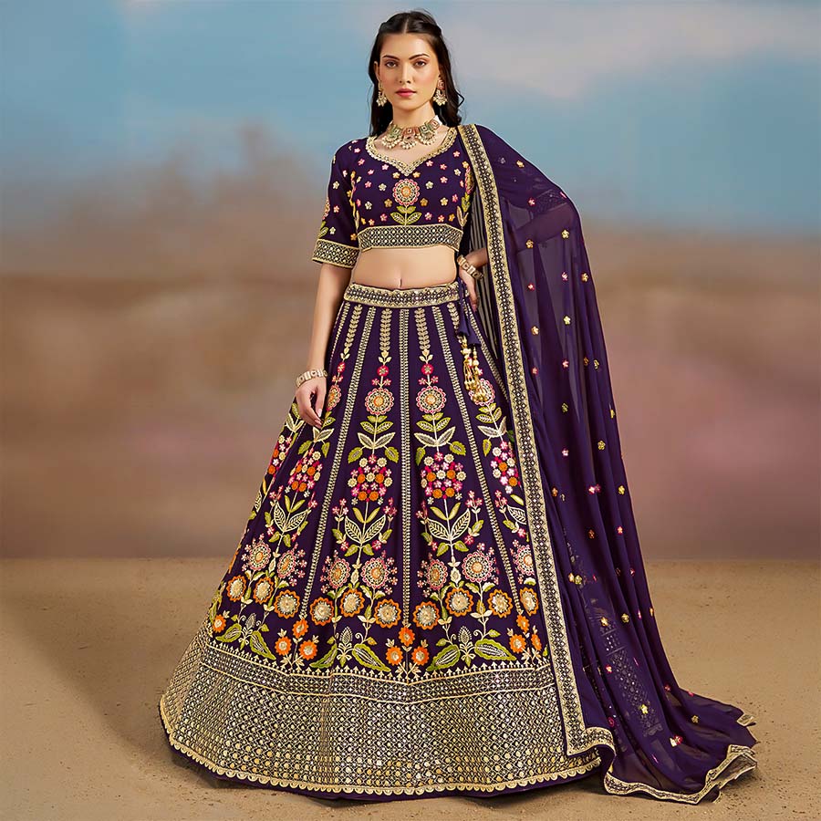 Violet Georgette  Designer Lehenga