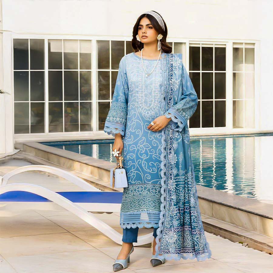 Blue Lawn Cotton Printed Salwar Kameez
