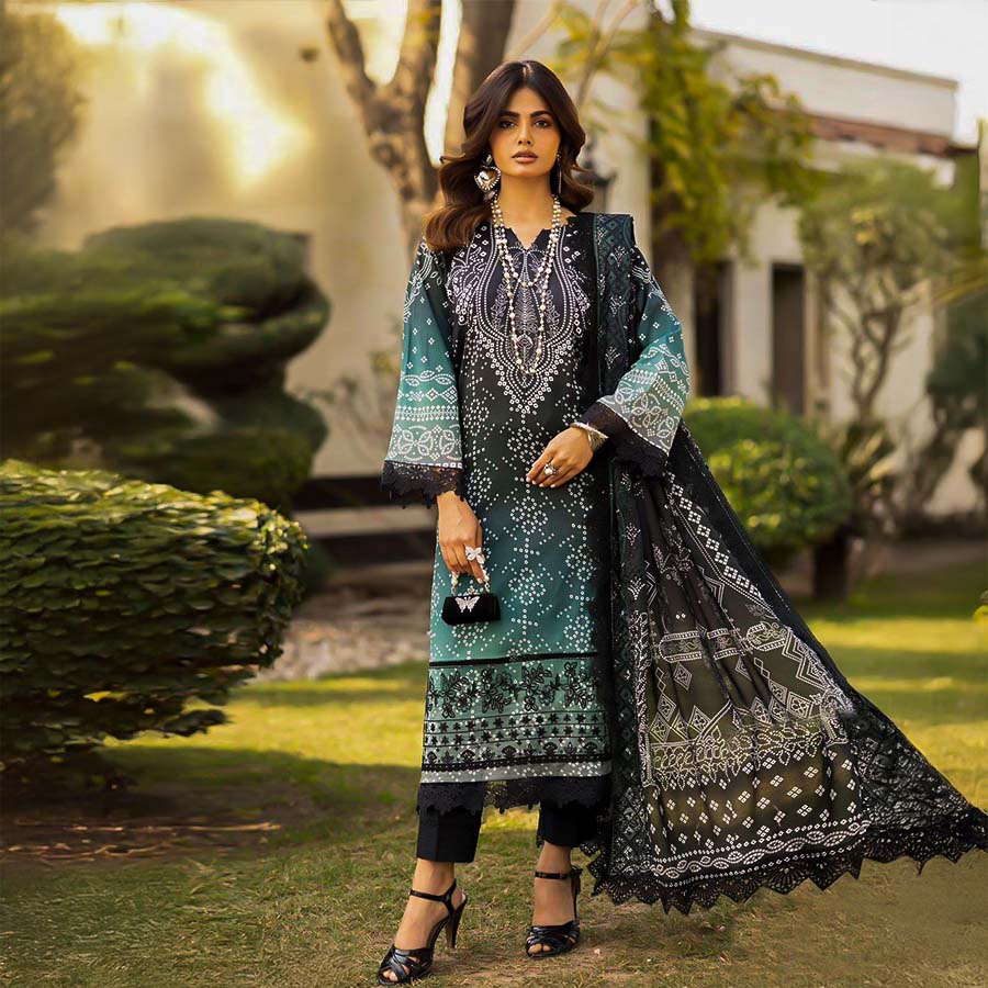 Black  Lawn Cotton Printed Salwar Kameez