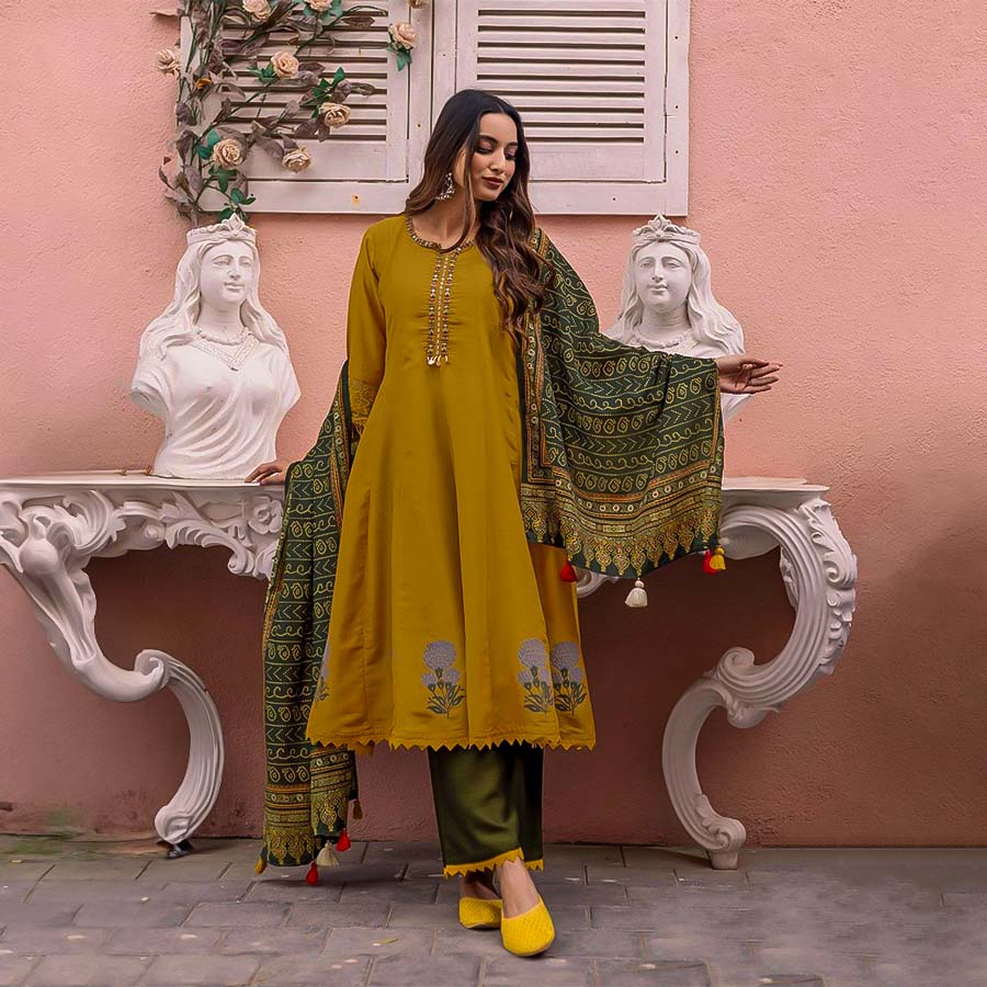 Yellow  Vichitra Casual Wear Kurti