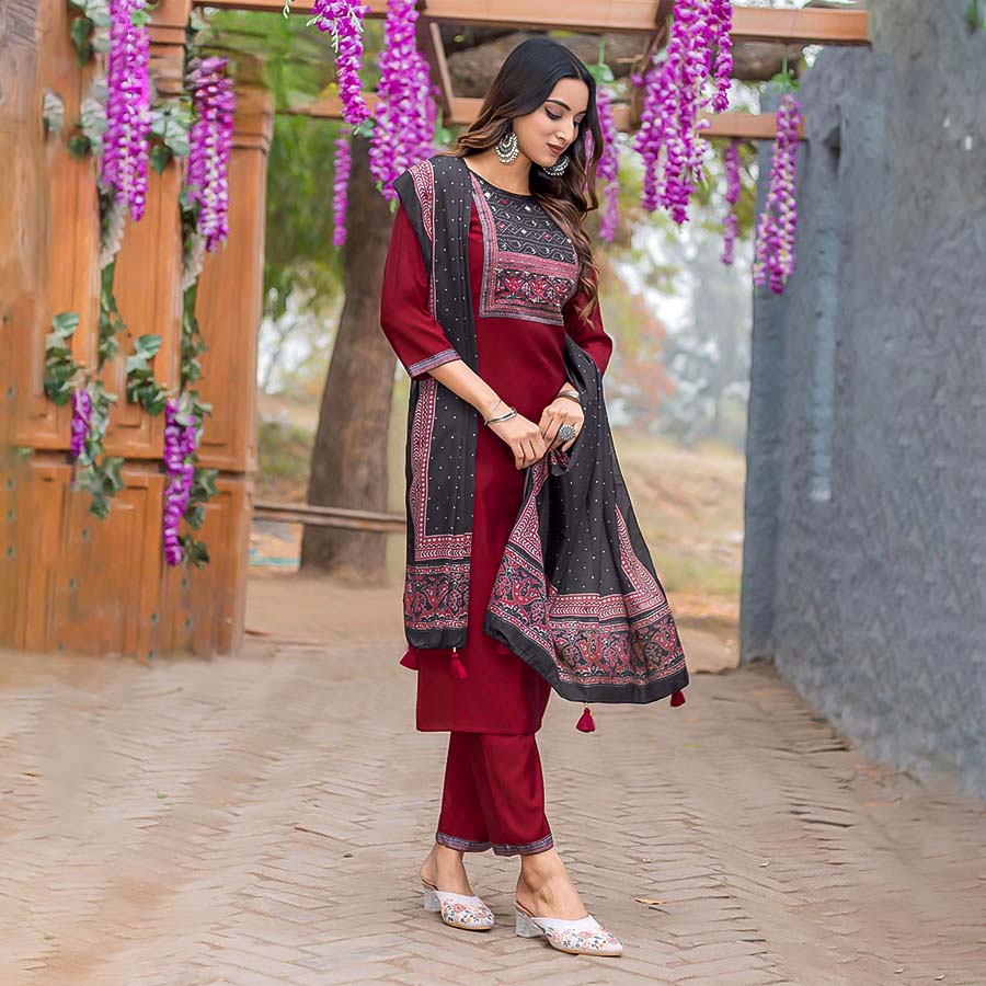 Red Modal Casual Wear Kurti