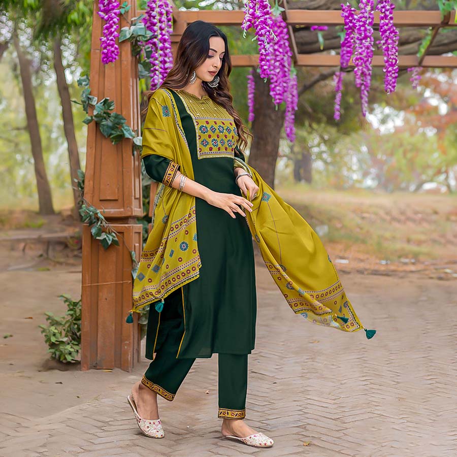 Green Modal Casual Wear Kurti