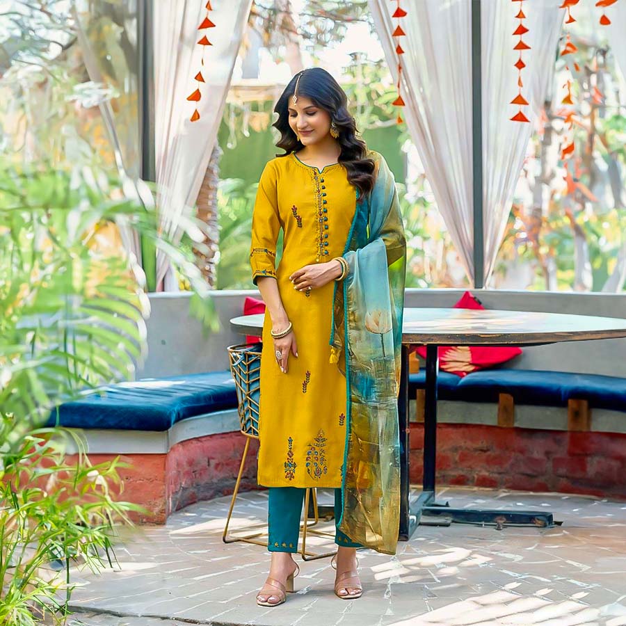 Yellow Viscose Casual Wear Kurti