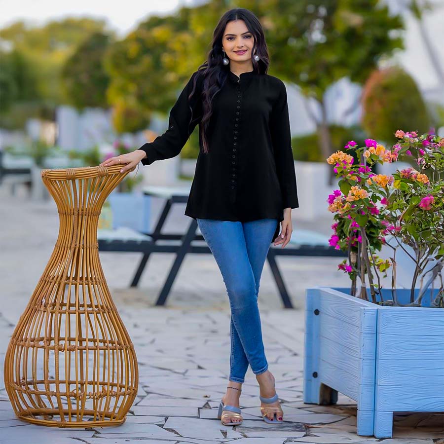 Black  Fancy Casual Wear Kurti