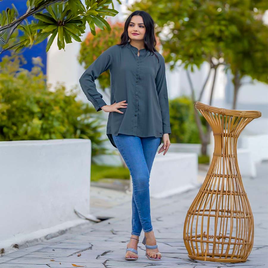Grey Fancy Casual Wear Kurti