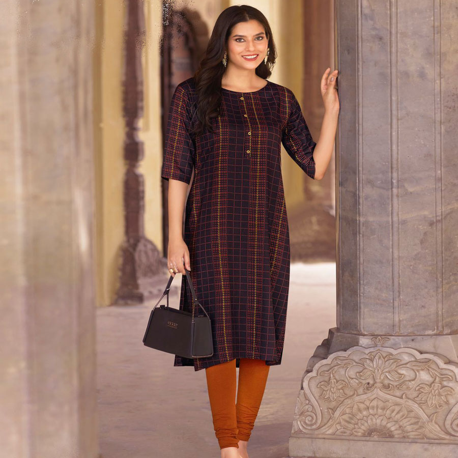 Multicolor Rayon Printed Kurtis