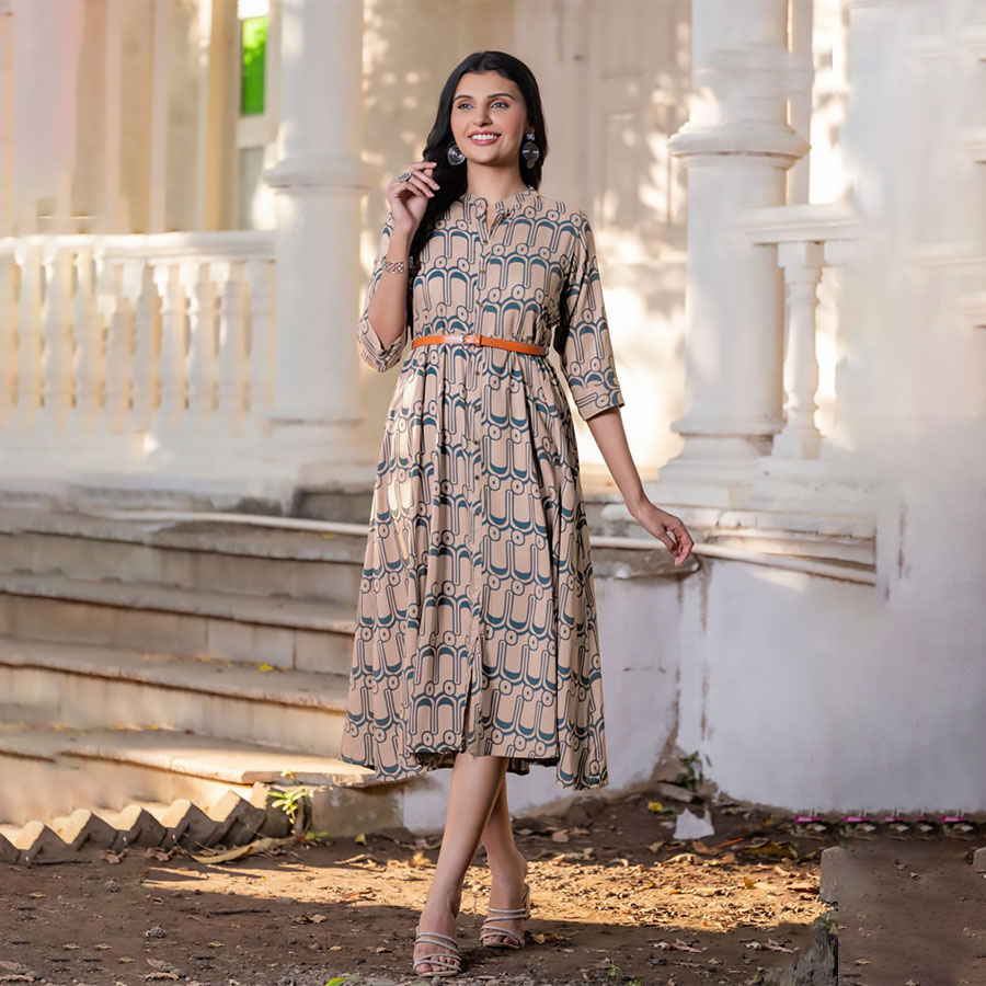 Peach Rayon  Casual Kurtis