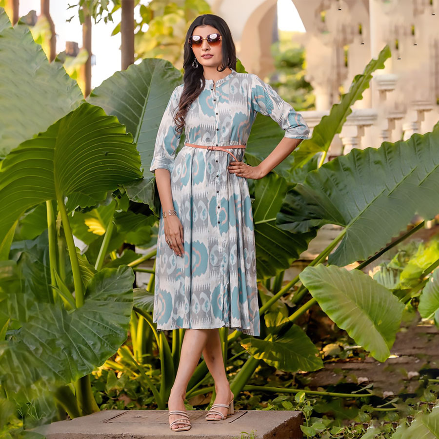 Sky blue Rayon  Casual Kurtis