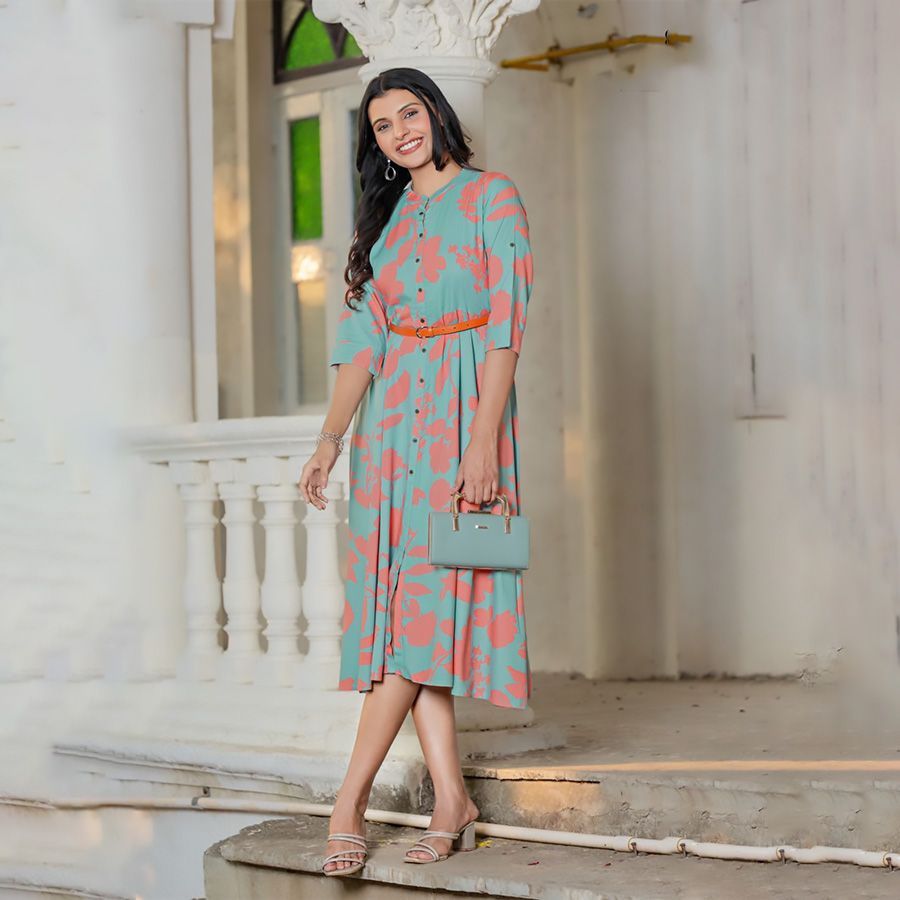 Sky blue Rayon  Casual Kurtis