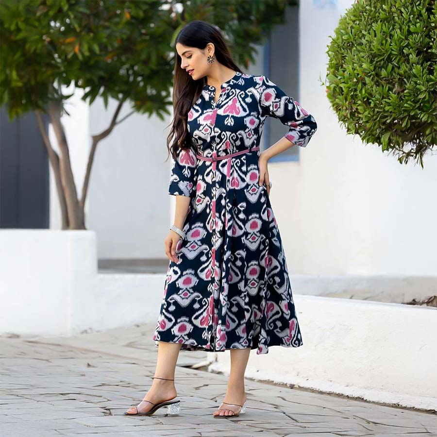 Black  Rayon Casual Wear Kurti