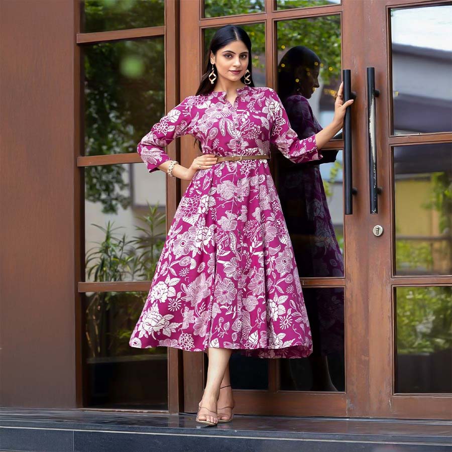 Purple  Rayon Casual Wear Kurti