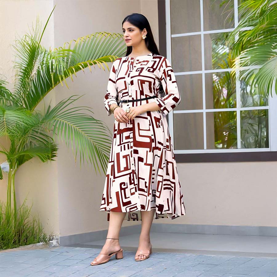 White  Rayon Casual Wear Kurti