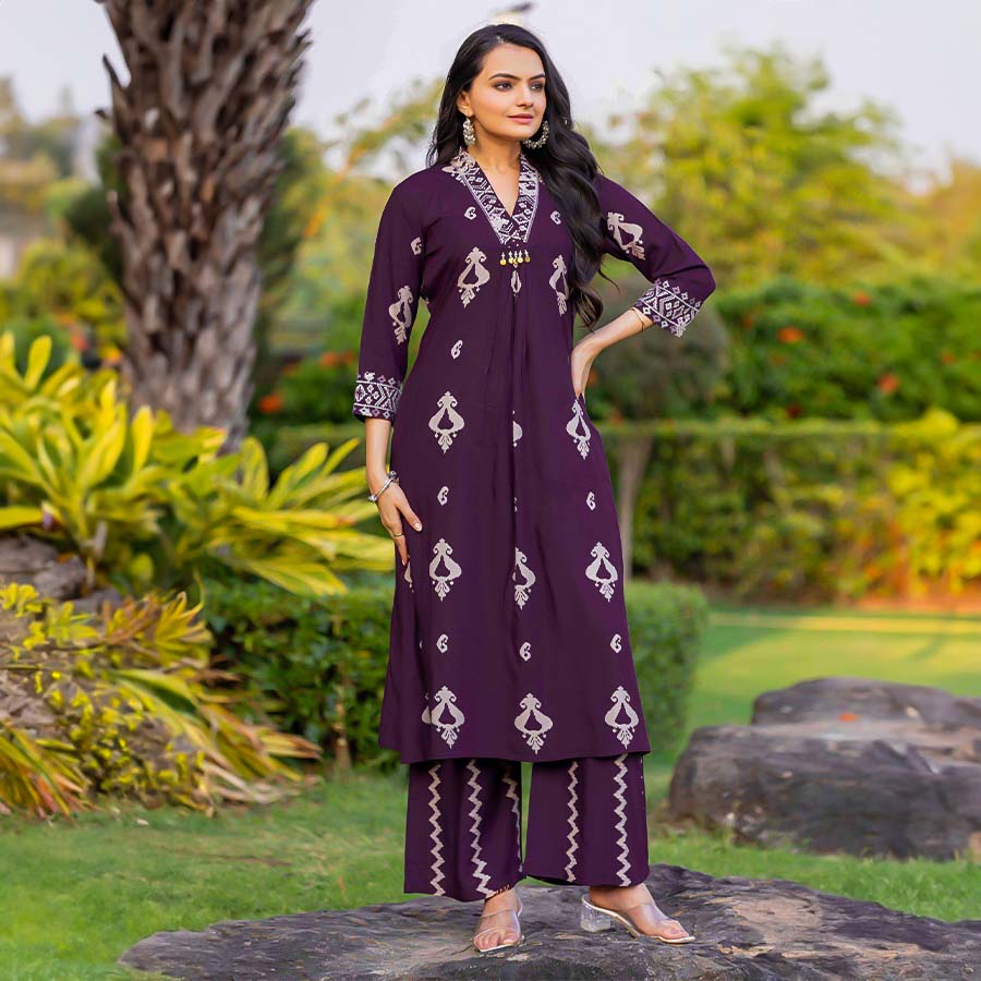 Violet  Rayon Casual Wear Kurti