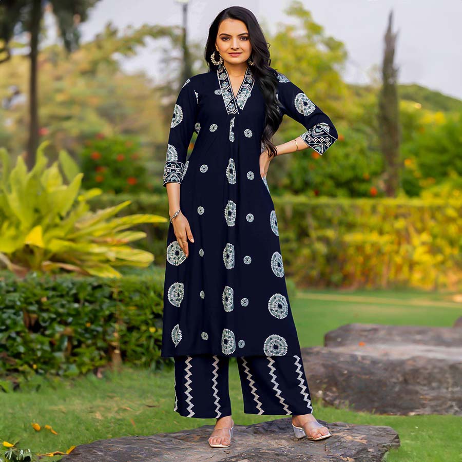 Blue Rayon Casual Wear Kurti