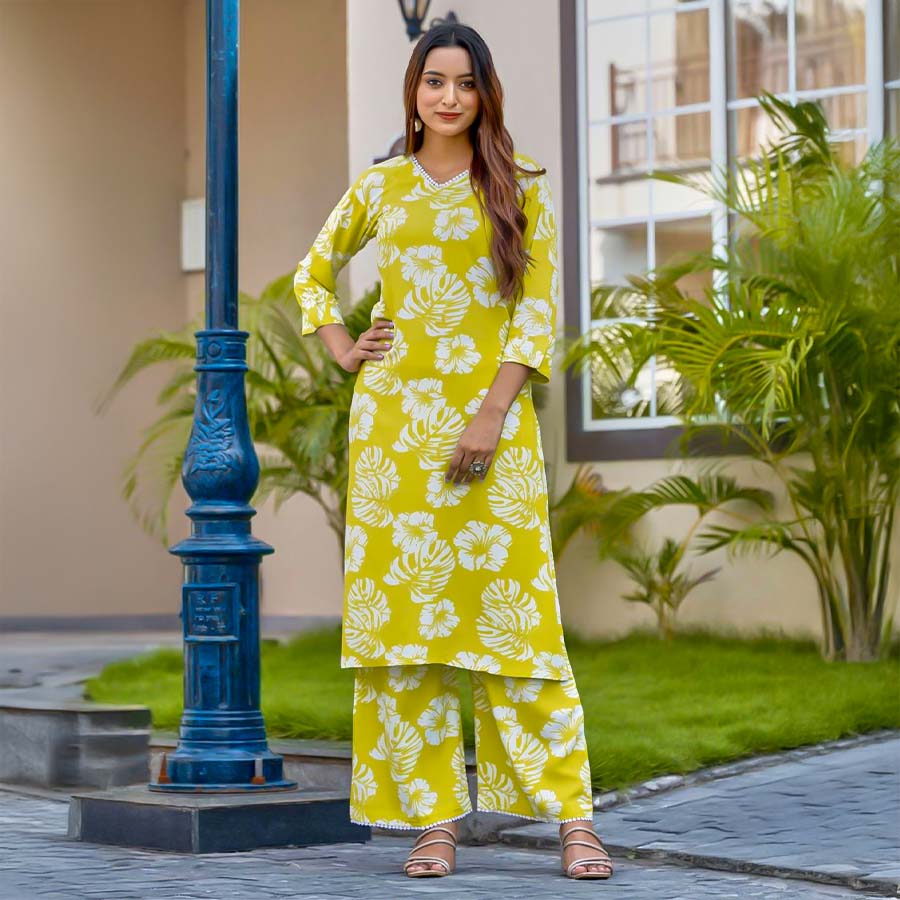 Green  Rayon Print Printed Kurti