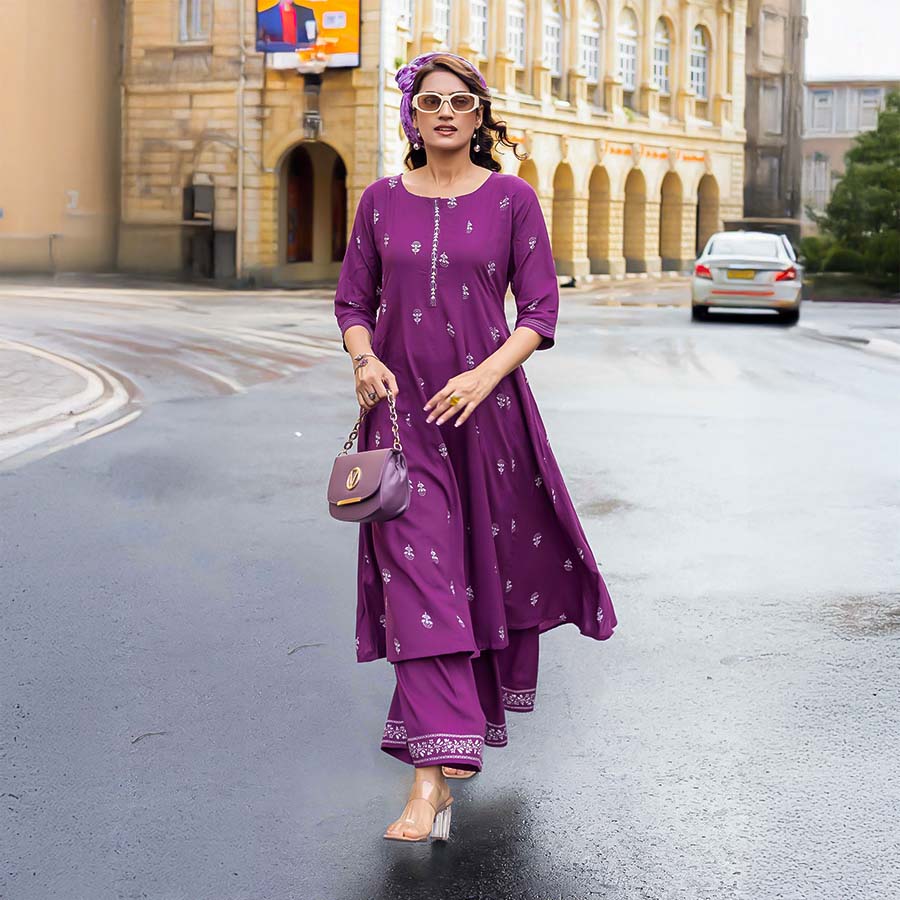Violet  Rayon Casual Wear Kurti