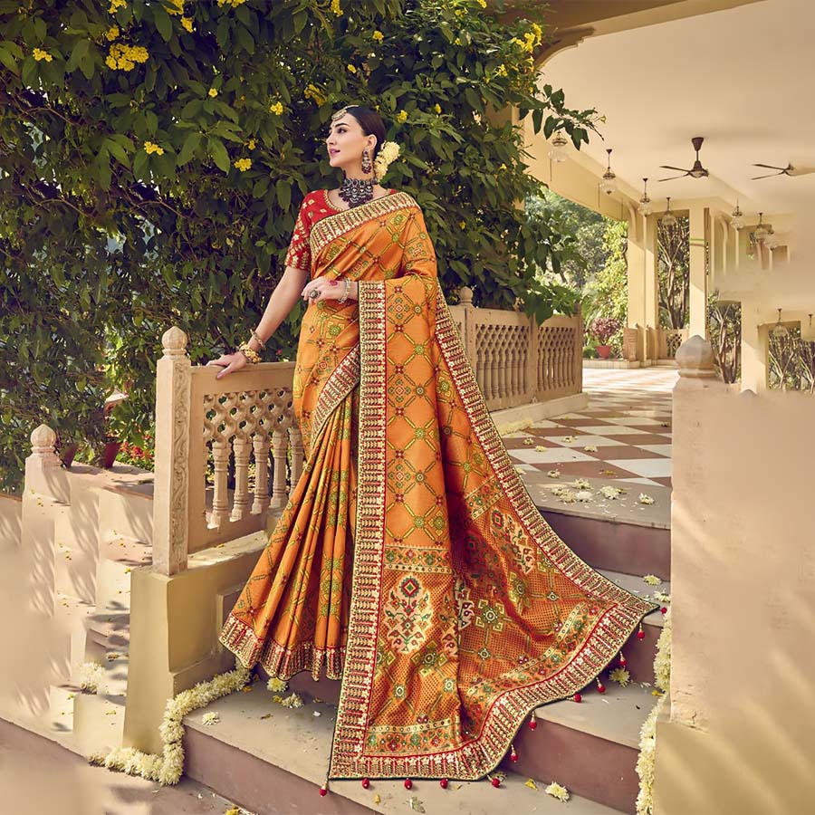 Yellow Silk Designer Saree