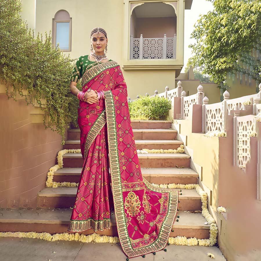 Pink Silk Designer Saree