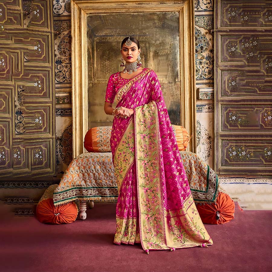 Pink Silk Designer Saree