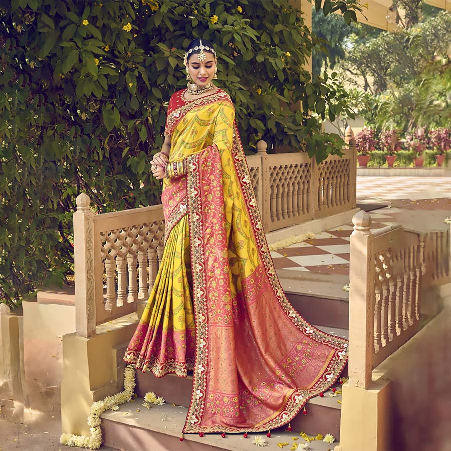 Yellow Silk Designer Saree