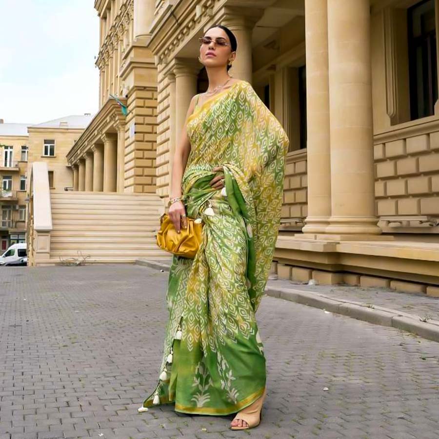 Green  Viscose  Casual Wear Saree
