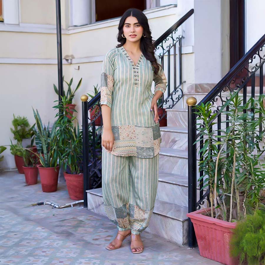 Cyan  Fancy Casual Wear Kurti