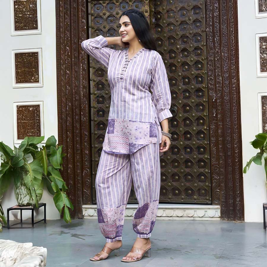 Purple Fancy Casual Wear Kurti