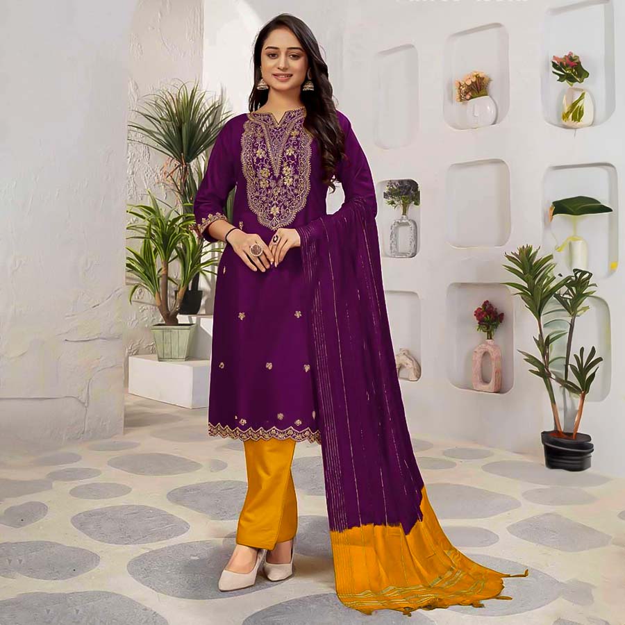 Purple  Rayon Casual Wear Kurti