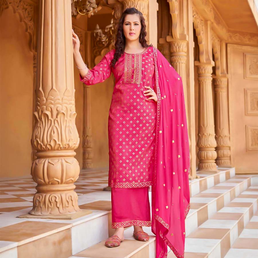 Magenta  Viscose Casual Wear Salwar Kameez