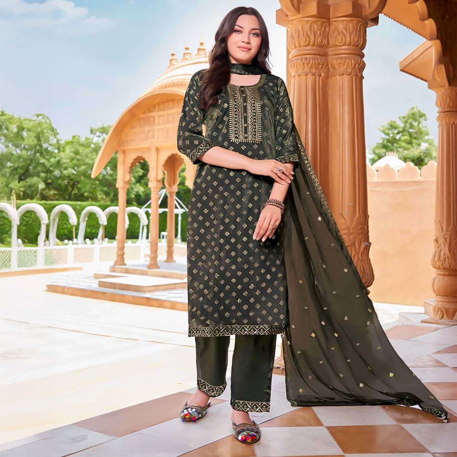 Green  Viscose Casual Wear Salwar Kameez
