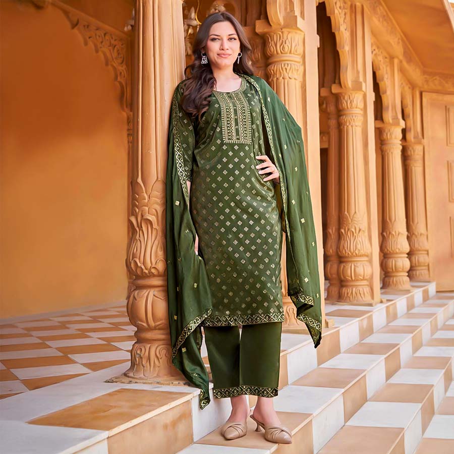 Green  Viscose Casual Wear Salwar Kameez