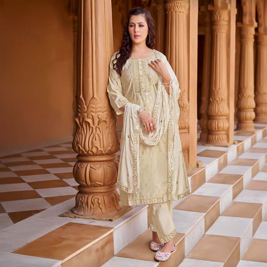 White  Viscose Casual Wear Salwar Kameez