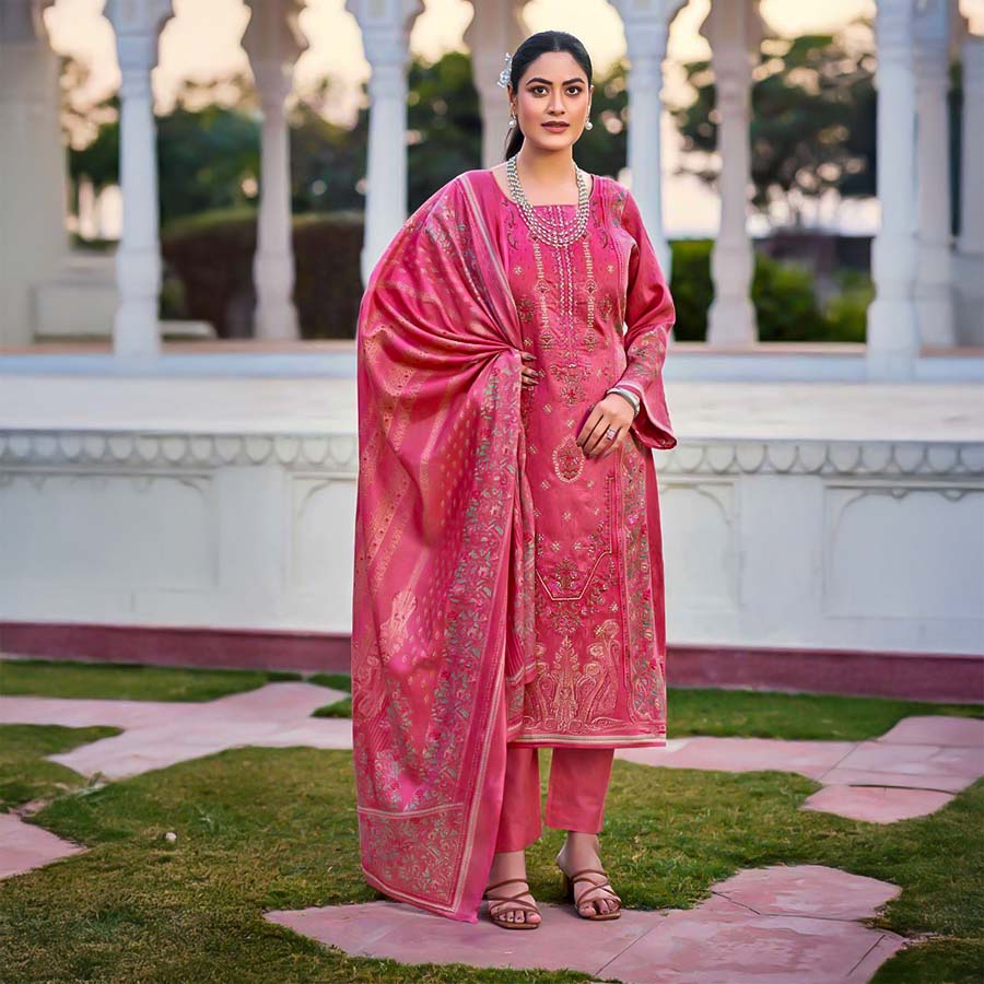 Pink  Jam Satin Casual Wear Salwar Kameez