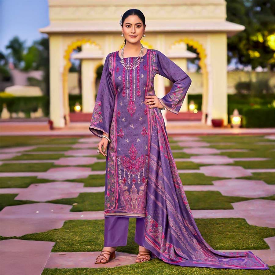 Purple Jam Satin Casual Wear Salwar Kameez