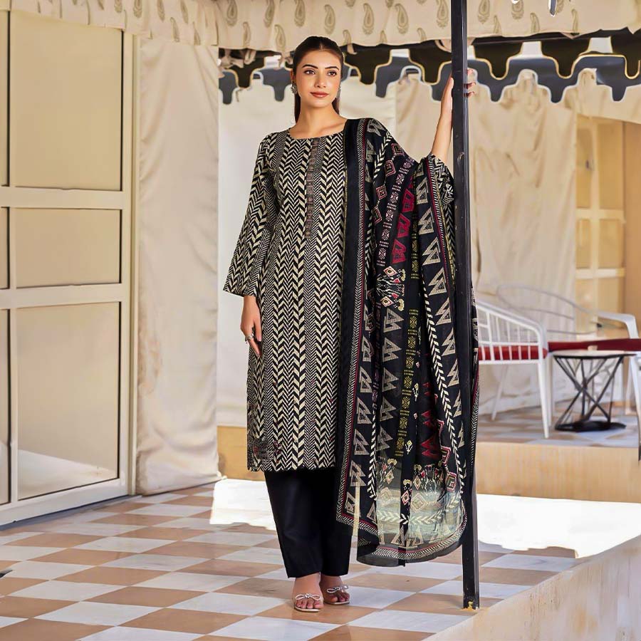 Black Jam Satin Casual Wear Salwar Kameez