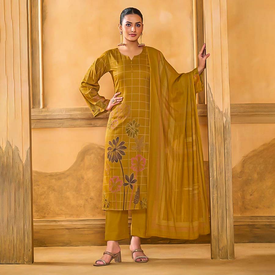 Yellow Jam Silk Casual Wear Salwar Kameez