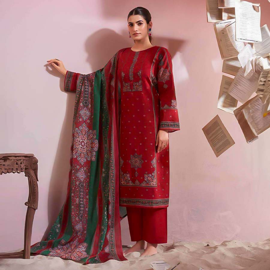 Red  Viscose Cotton Casual Wear Salwar Kameez