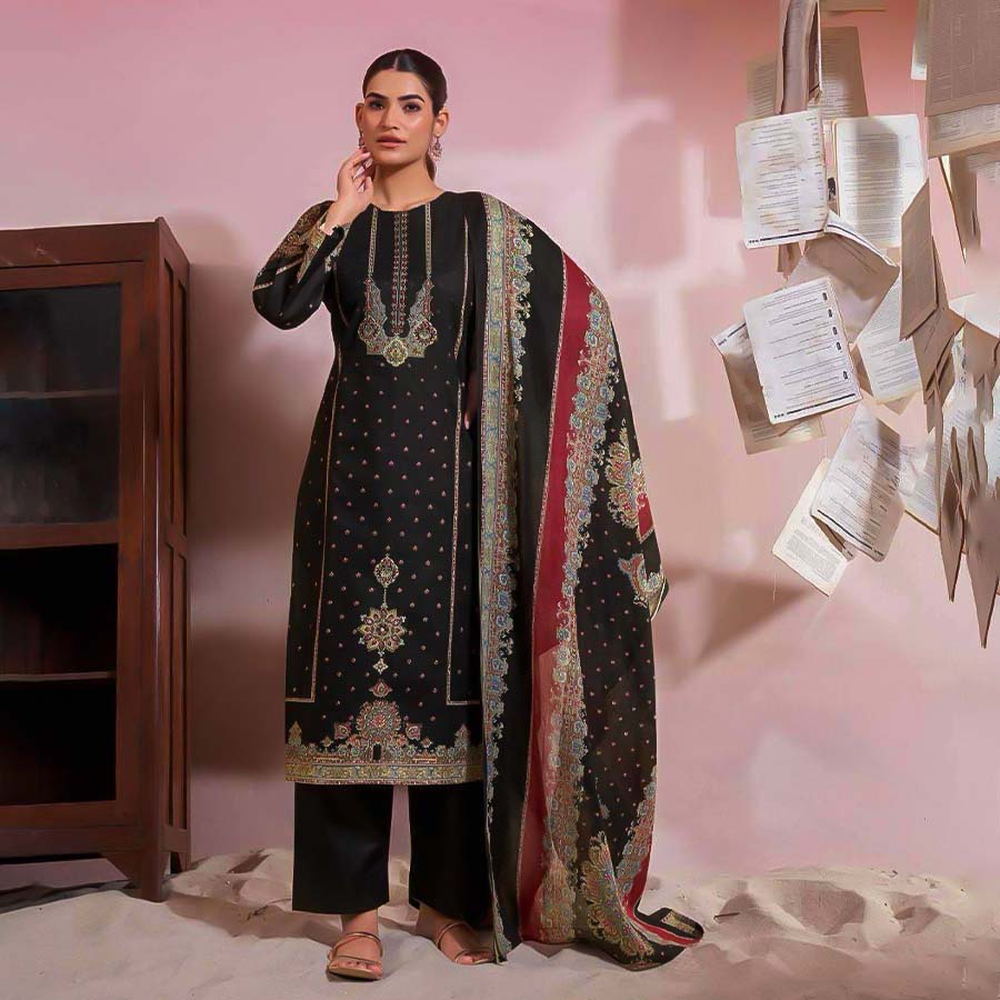 Black Viscose Cotton Casual Wear Salwar Kameez