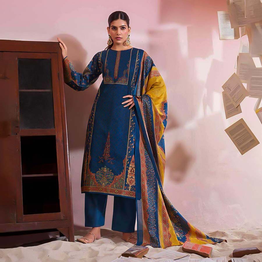 Blue Viscose Cotton Casual Wear Salwar Kameez