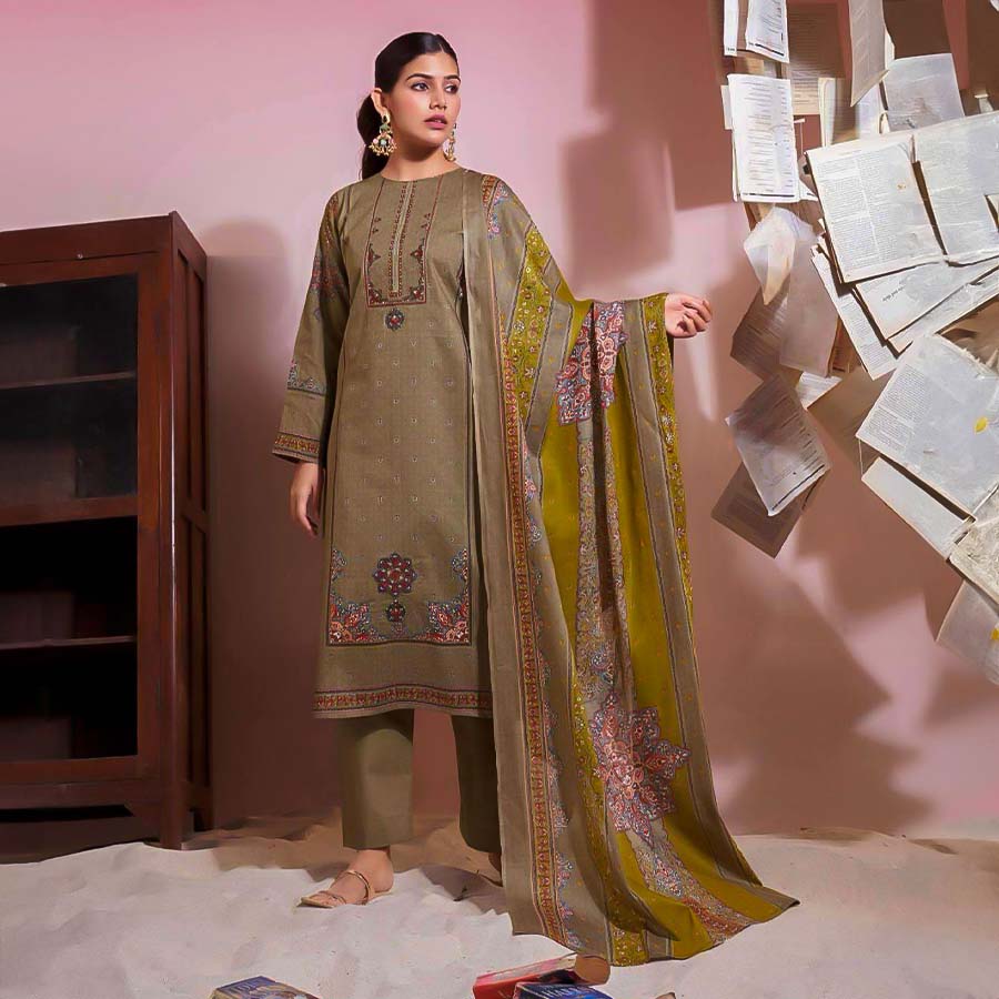 Brown Viscose Cotton Casual Wear Salwar Kameez