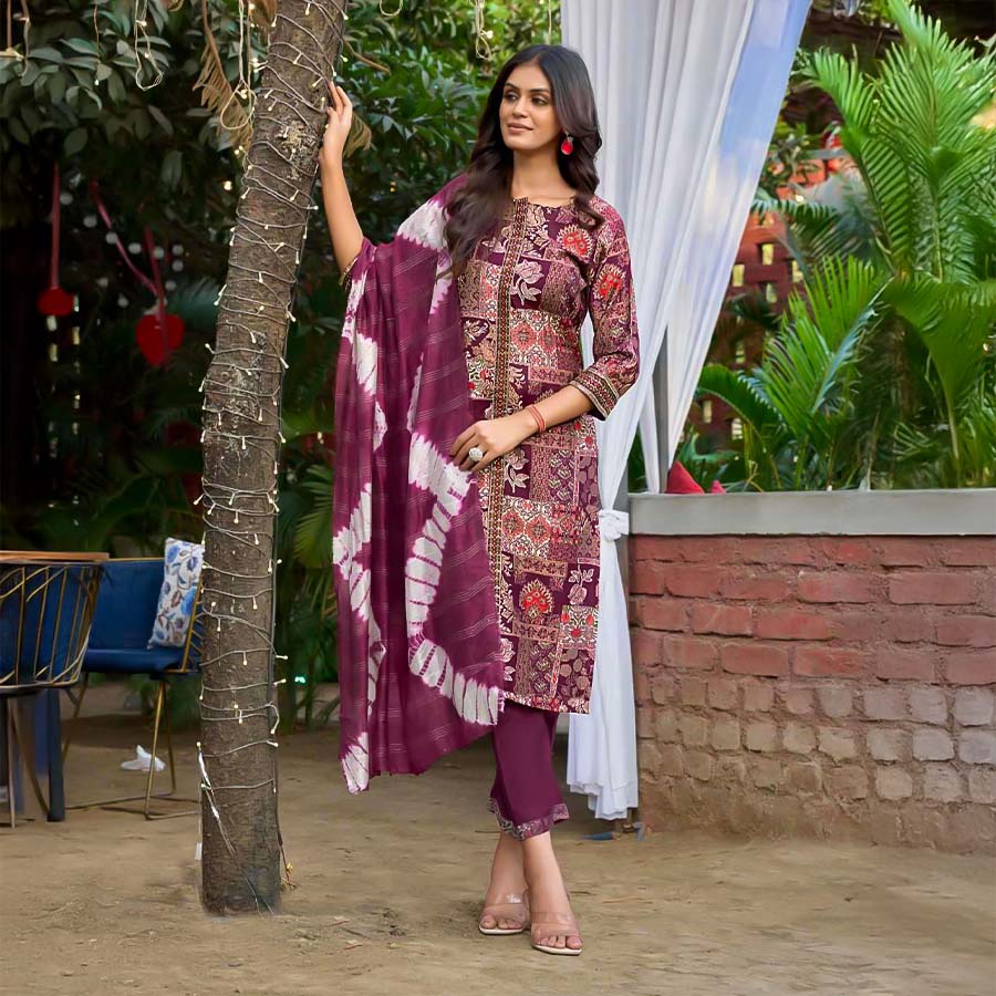 Red  Vetican Casual Wear Salwar Kameez