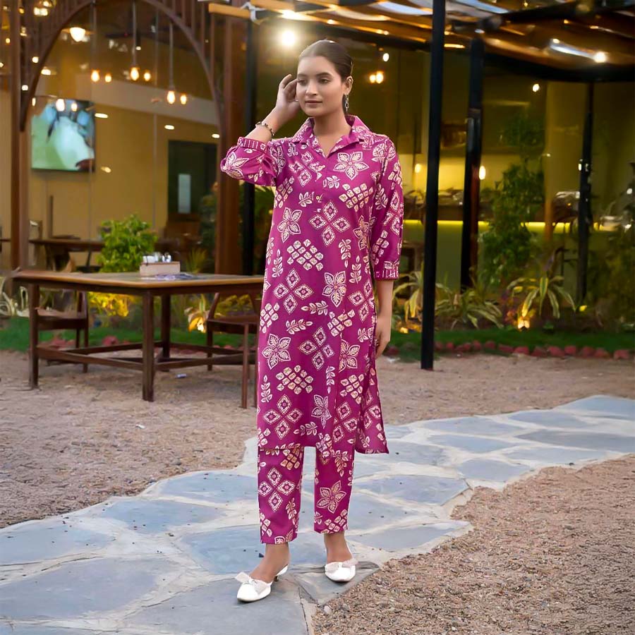 Violet Vertican Printed Kurti