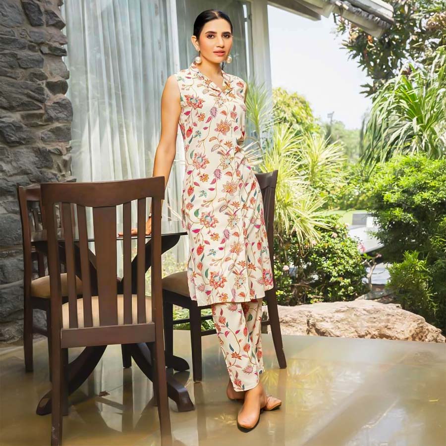 White  Rayon Printed Kurti
