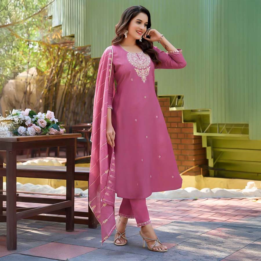 Pink  Vertican Casual Wear Salwar Kameez
