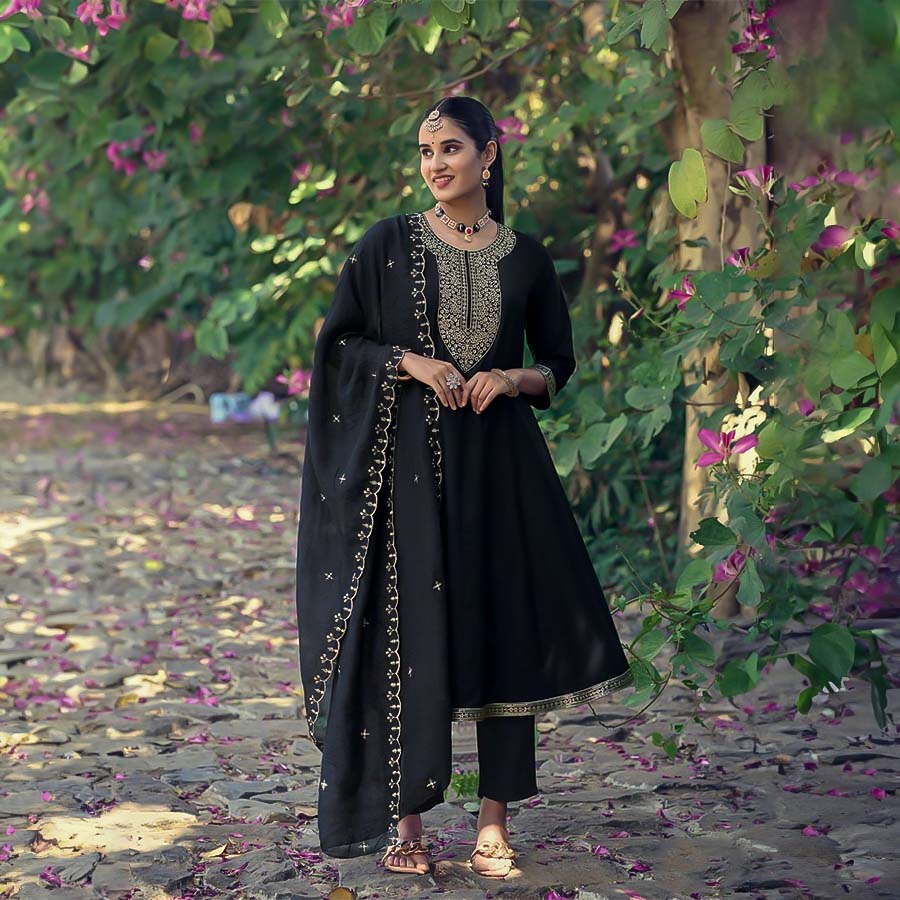 Black Rayon Casual Wear Kurti