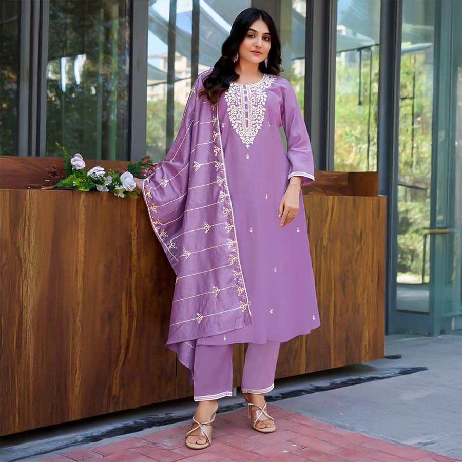 Purple Vertican Casual Wear Salwar Kameez