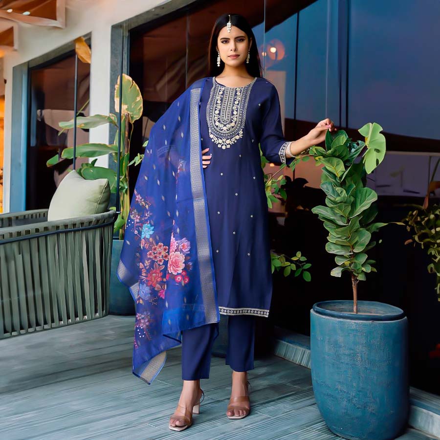 Violet Roman Silk Casual Wear Salwar Kameez