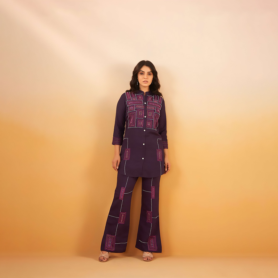 Purple Viscose Silk Casual Kurtis